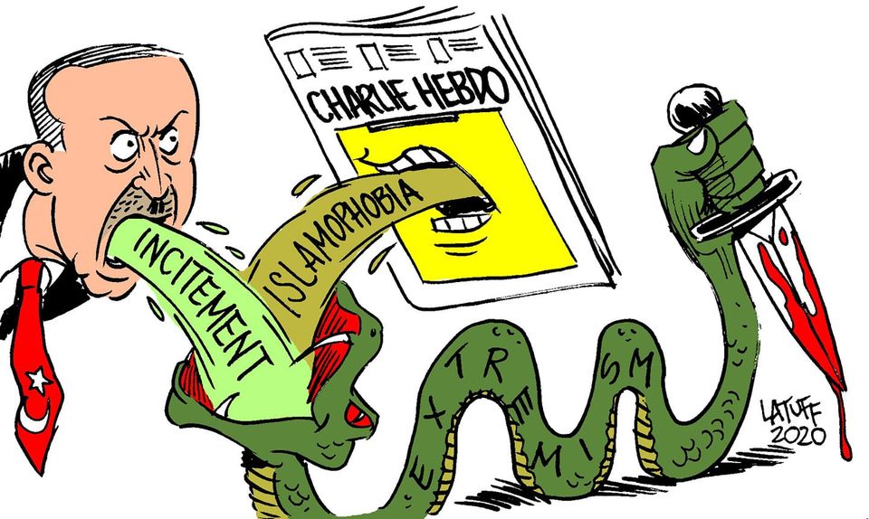 Συγκλονιστικό σκίτσο του Latuff: Ισλαμοφοβία και προκλήσεις Ερντογάν οπλίζουν το χέρι των ισλαμιστών (Photo) - Media