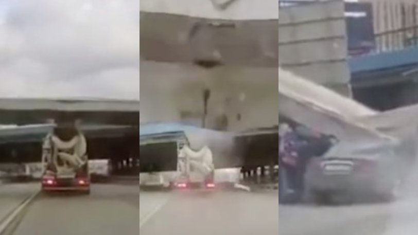 Ρωσία: Γέφυρα κατέρρευσε αφού συγκρούστηκε με το πάνω μέρος φορτηγού (Photos/Video) - Media