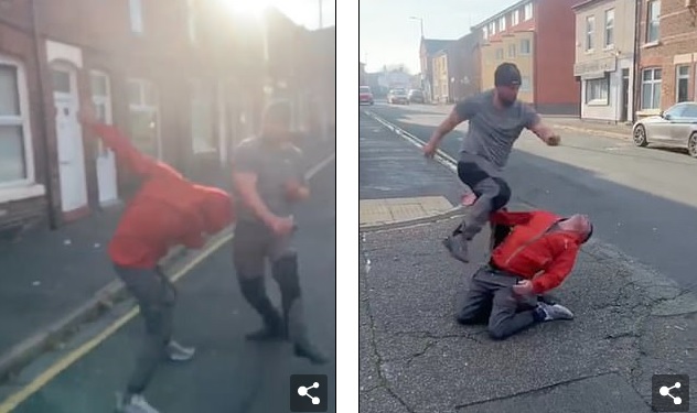 Σοκαριστικό ξύλο στη μέση του δρόμου: Ήταν λιπόθυμος και τον κλωτσούσε στο πρόσωπο (Video) - Media
