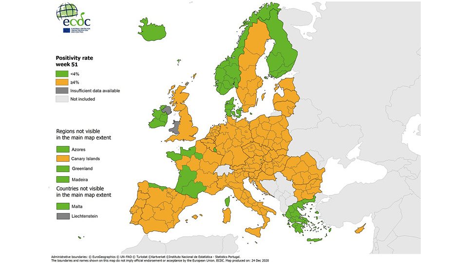 «Πράσινη» η Ελλάδα στον χάρτη θετικότητας του ECDC - Συγκρατημένη αισιοδοξία - Media