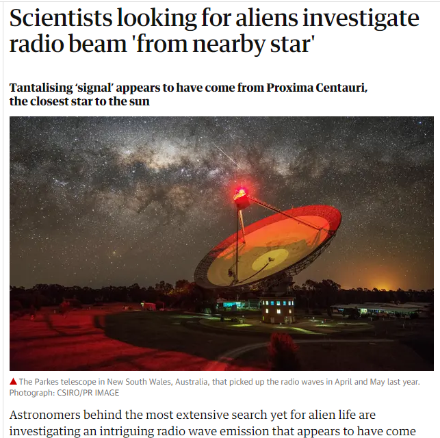 Guardian: Eπιστήμονες εντόπισαν μυστήριο σήμα από το πλησιέστερο αστρικό σύστημα στον ήλιο  - Media