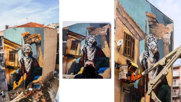 Δράμα: Γκράφιτι 15 μέτρων σε πολυκατοικία για τη ζωή τα χρόνια του κορωνοιού - Media