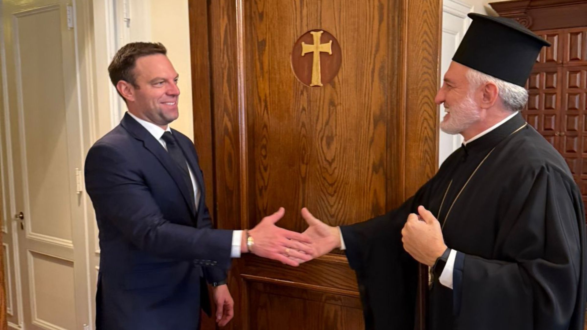 Συνάντηση Κασσελάκη με τον Αρχιεπίσκοπο Αμερικής Ελπιδοφόρο